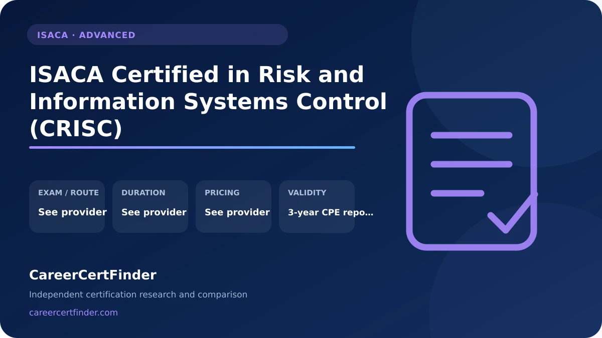 ISACA Certified in Risk and Information Systems Control (CRISC) exam, cost, and validity overview