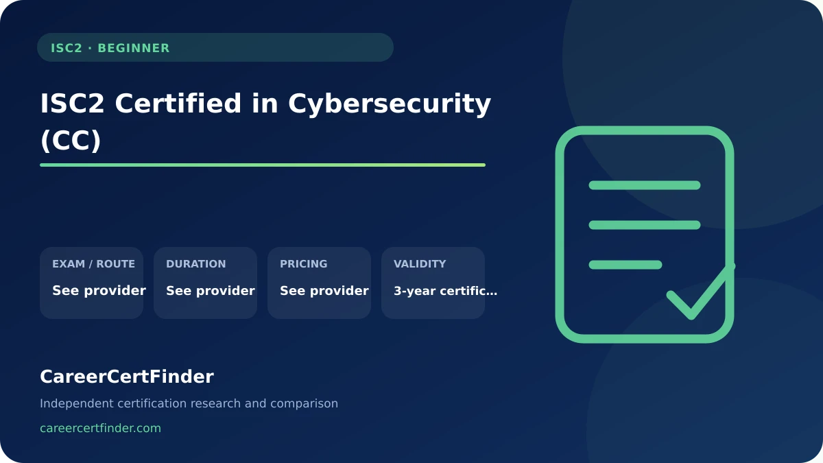 ISC2 Certified in Cybersecurity (CC) exam, cost, and validity overview