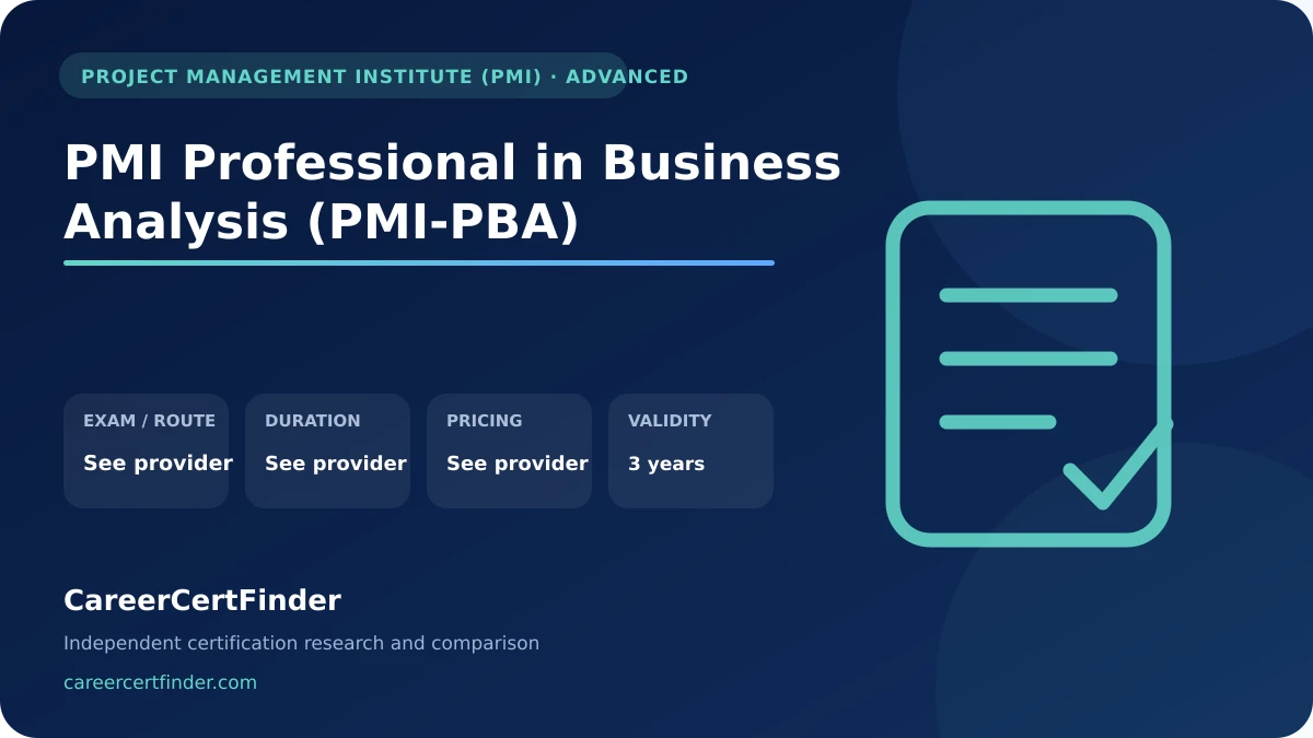 PMI Professional in Business Analysis (PMI-PBA) exam, cost, and validity overview