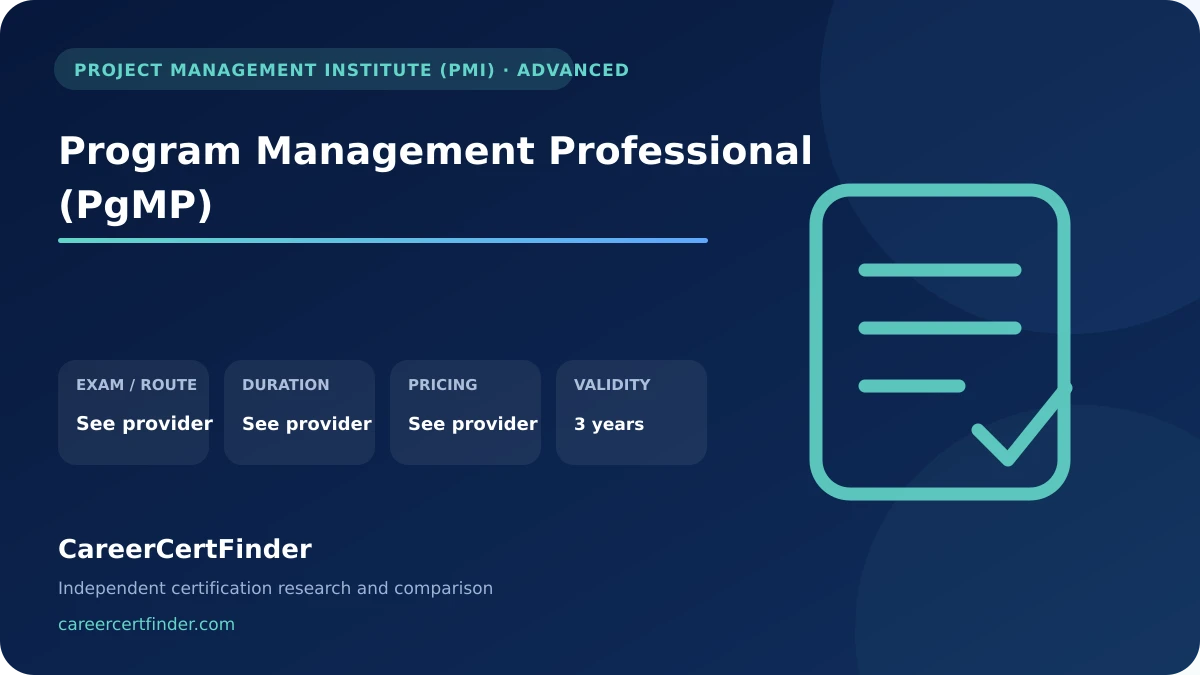 Program Management Professional (PgMP) exam, cost, and validity overview