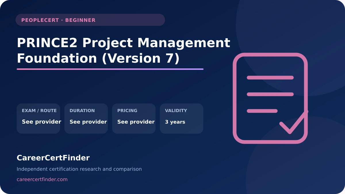 PRINCE2 Project Management Foundation (Version 7) exam, cost, and validity overview