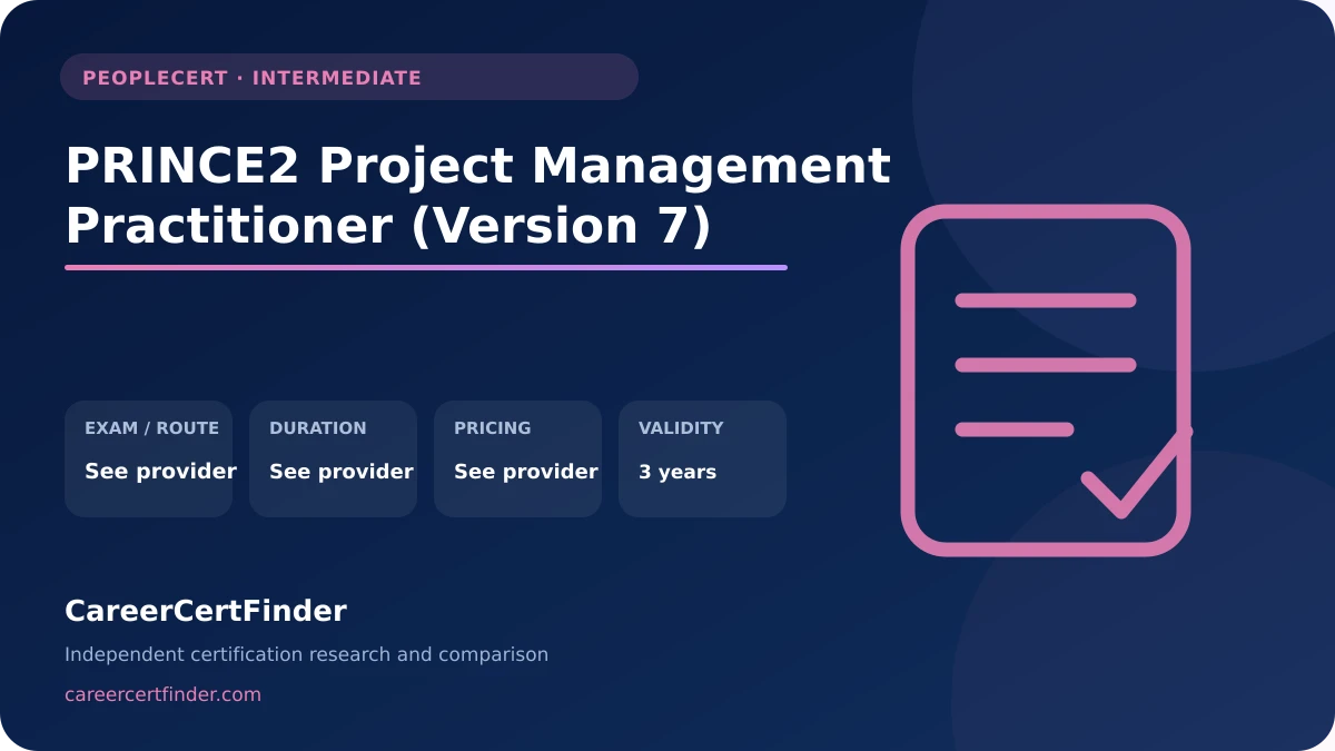 PRINCE2 Project Management Practitioner (Version 7) exam, cost, and validity overview