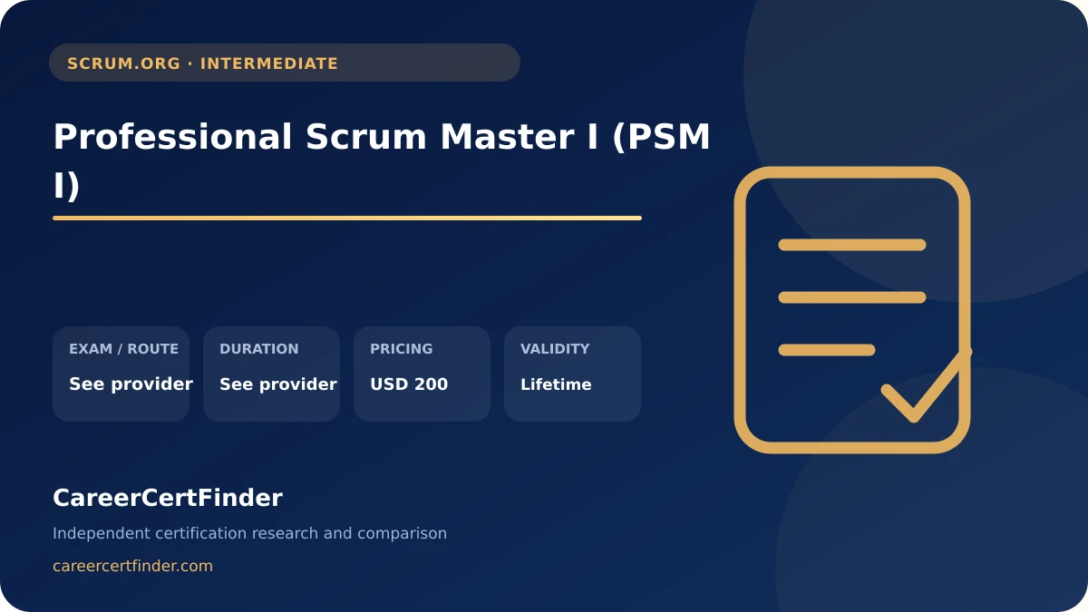 Professional Scrum Master I (PSM I) exam, cost, and validity overview