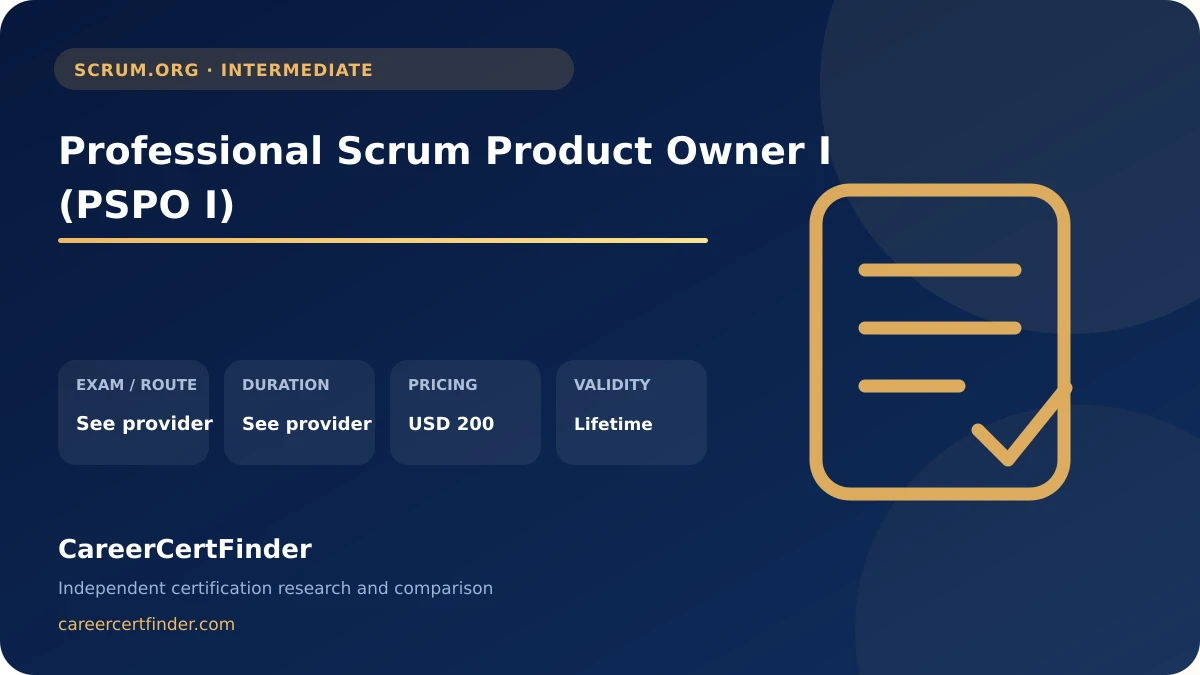 Professional Scrum Product Owner I (PSPO I) exam, cost, and validity overview