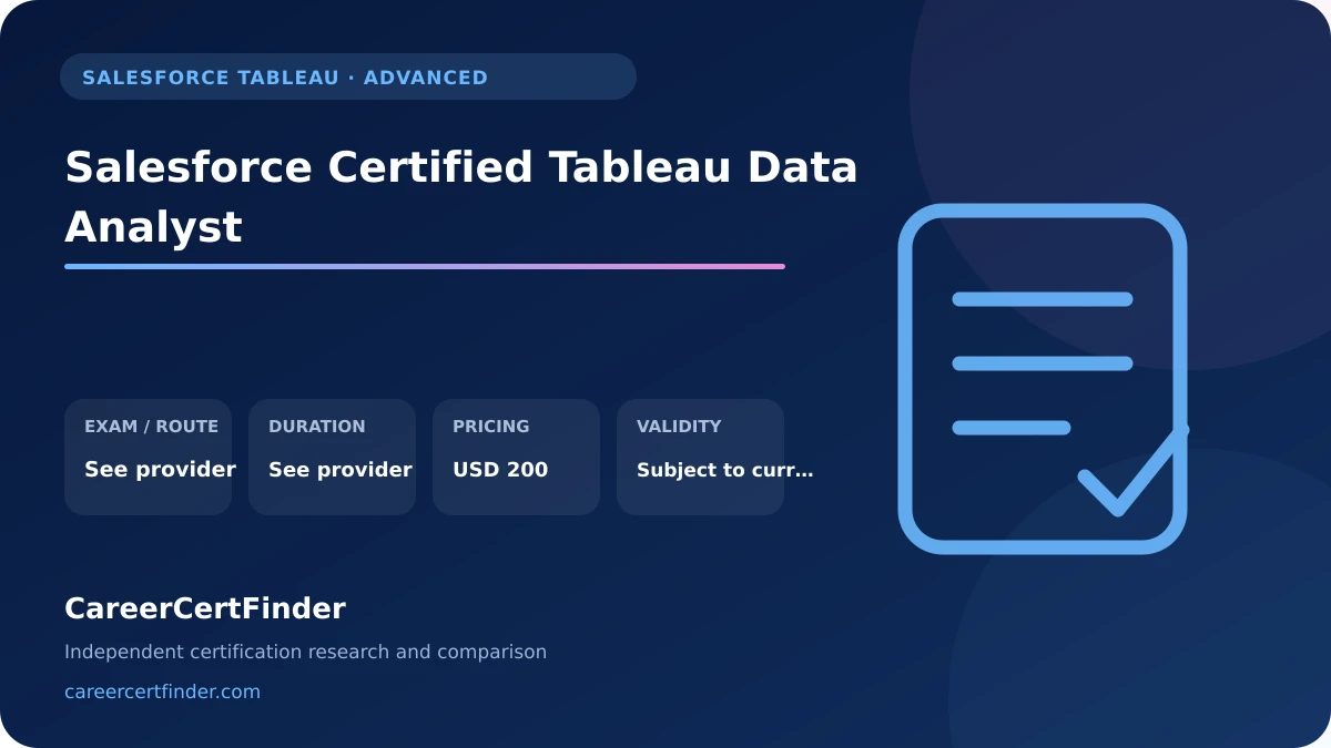 Salesforce Certified Tableau Data Analyst exam, cost, and validity overview