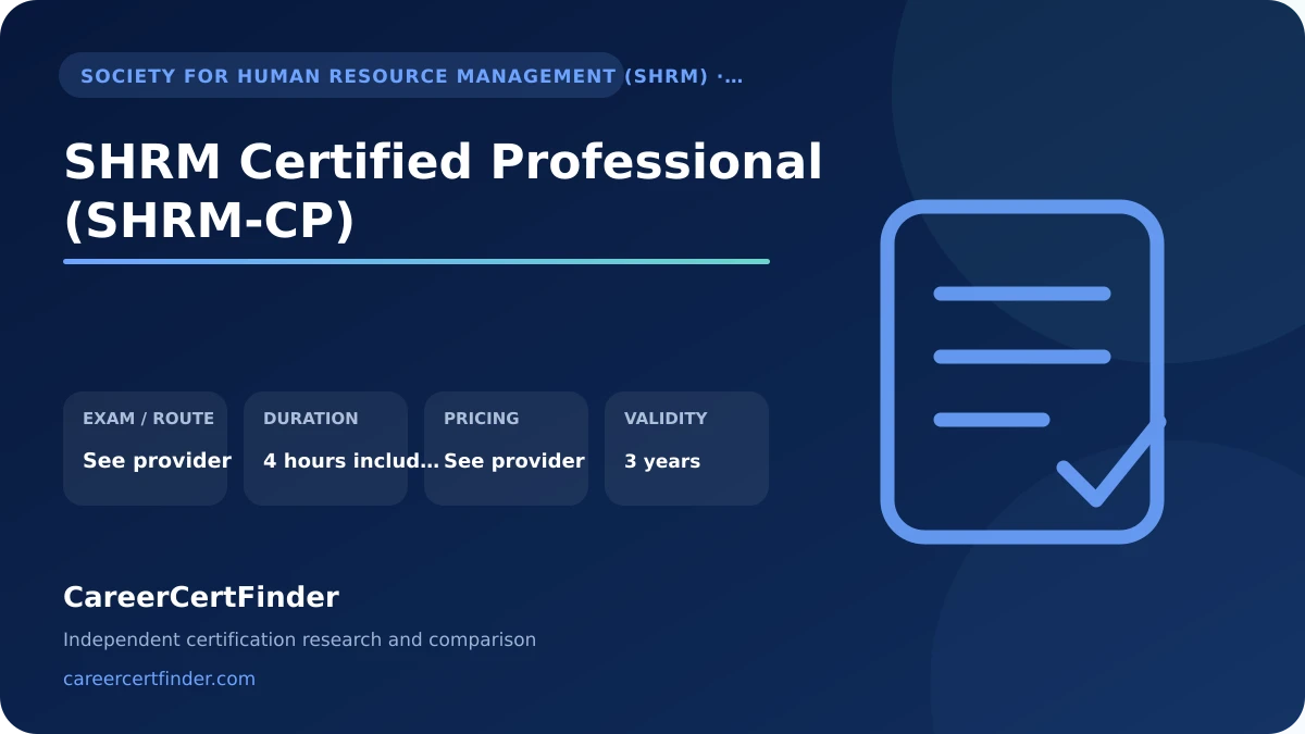 SHRM Certified Professional (SHRM-CP) exam, cost, and validity overview
